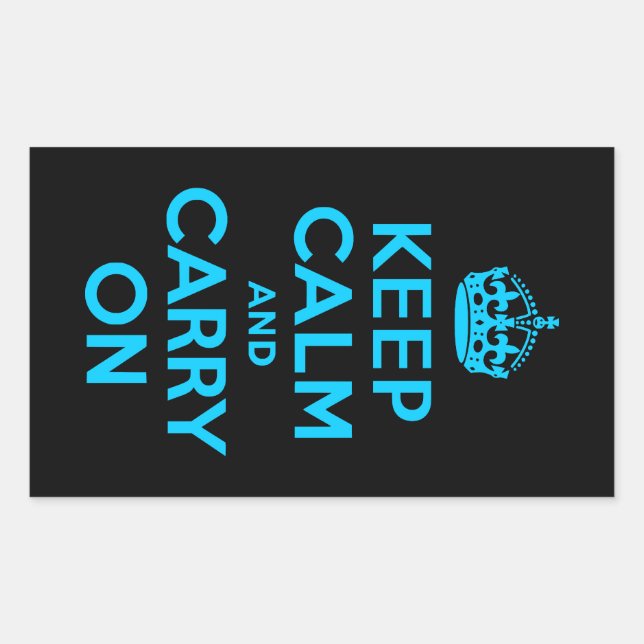 Aqua Blue Keep Calm and Carry On Sticker (Front)