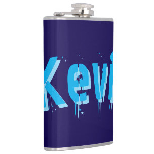 Aqua Blue Kevin Name, Hip Flask