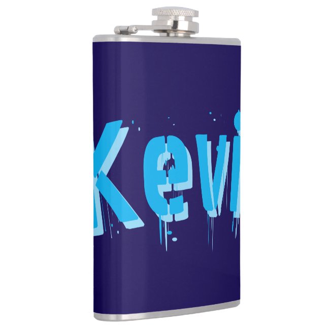 Aqua Blue Kevin Name, Hip Flask (Right)