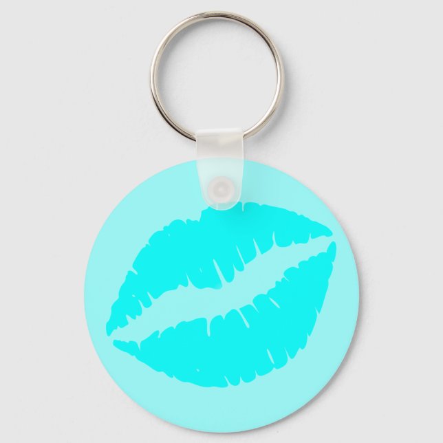 Aqua Blue Kiss Keychain (Front)