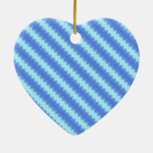 Aqua Blue Knit Crochet Stripe Texture Pattern Ceramic Ornament