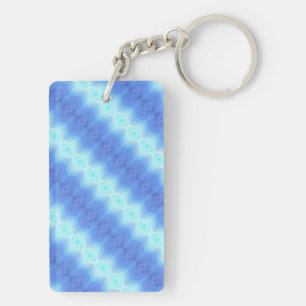 Aqua Blue Knit Crochet Stripe Texture Pattern Keychain