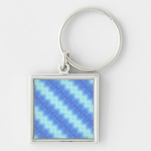 Aqua Blue Knit Crochet Stripe Texture Pattern Keychain