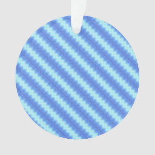 Aqua Blue Knit Crochet Stripe Texture Pattern Ornament