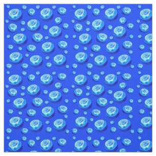Aqua Blue Lawn Bowls Oil Paint Pattern, Fabric