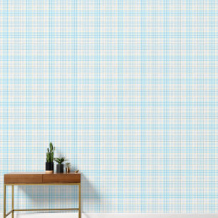 Aqua Blue Lemon Grid Geometric Wallpaper