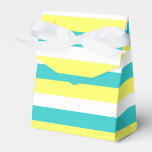 Aqua Blue, Lemon Yellow and White Stripes Favor Box