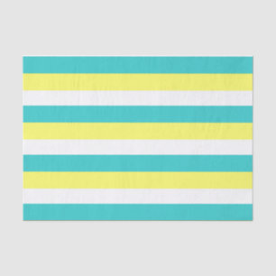 Aqua Blue, Lemon Yellow and White Stripes Tissue Paper