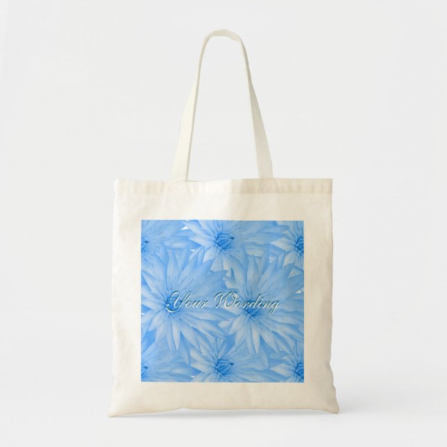 Aqua blue lilly tote bags - customize (Front)