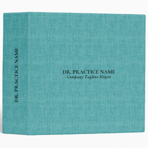 Aqua Blue Linen Texture Black Dr. Practice Binder