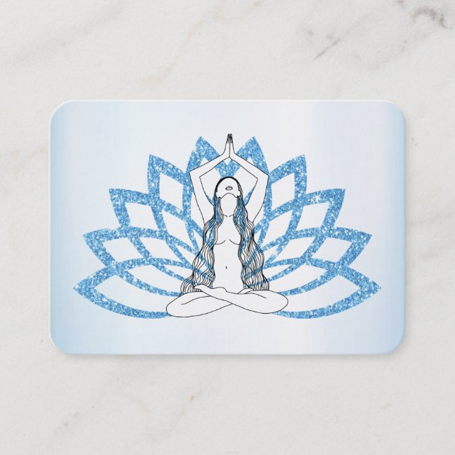 *~* Aqua Blue Lotus  Yoga  Woman Healing Energy   Business Card (Front)