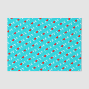 Aqua Blue LOVE Tissue Paper