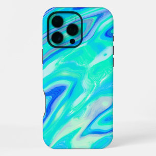 Aqua Blue Marble Texture Abstract Liquid Pattern iPhone 16 Pro Max Case