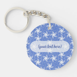 Aqua Blue Marble Texture Abstract Liquid Pattern Keychain
