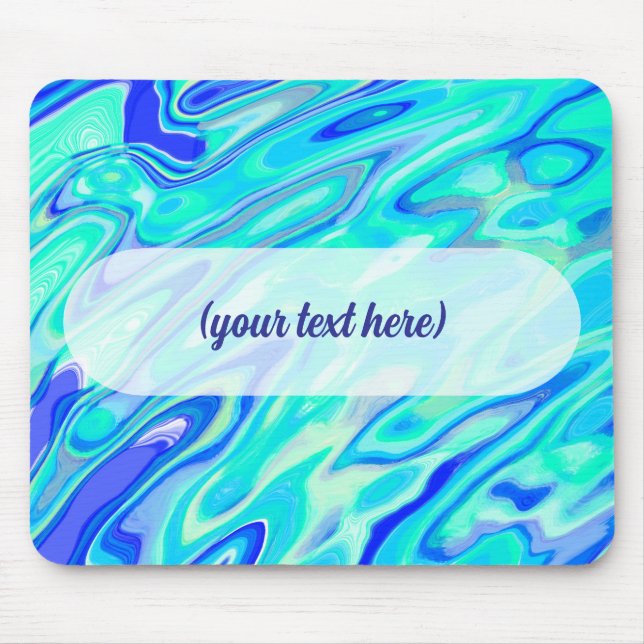 Aqua Blue Marble Texture Abstract Liquid Pattern Mouse Pad (Front)