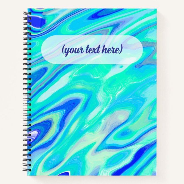 Aqua Blue Marble Texture Abstract Liquid Pattern Notebook (Front)