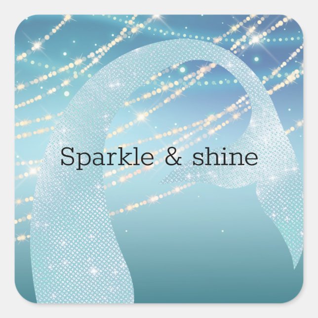 Aqua Blue Mermaid Square Sticker (Front)