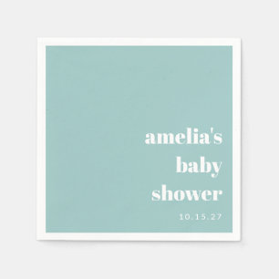 Aqua Blue Minimalist Cute Custom Baby Shower Napkin