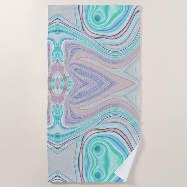 aqua blue mint green lilac purple pastel rainbow beach towel (Front)