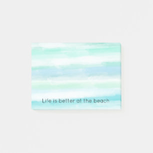 Aqua Blue Mint White Watercolor Stripes II Post-it Notes