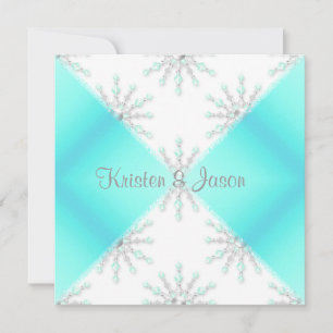 AQUA BLUE MODERN V WEDDING INVITATION