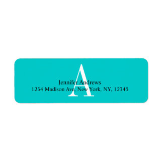 Aqua Blue Monogram A Return Address Labels