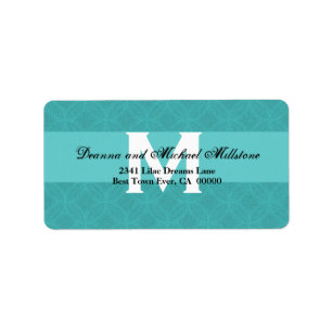 Aqua Blue Monogram Wedding Label B003