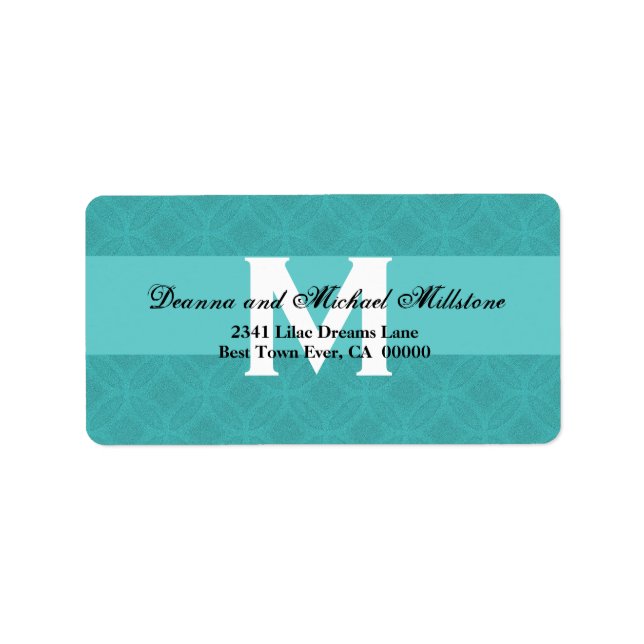 Aqua Blue Monogram Wedding Label B003 (Front)