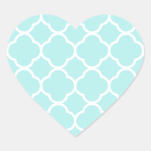 Aqua Blue Moroccan Pattern Heart Sticker