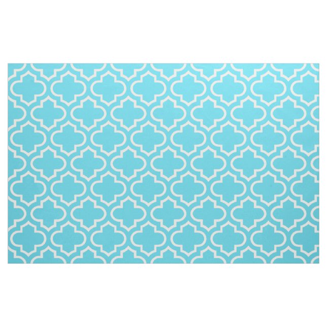 Aqua Blue Moroccan Trellis Pattern Fabric 02 (Yard)