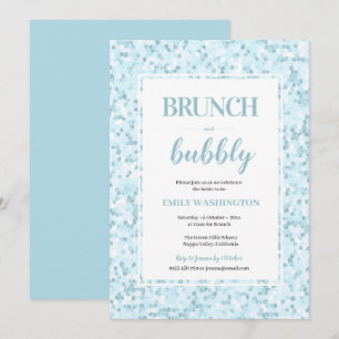 Aqua Blue Mosaic Brunch & Bubbly Invitation
