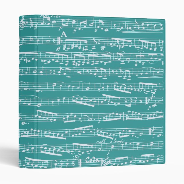 Aqua Blue music notes Binder (Front/Spine)