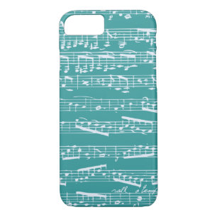 Aqua Blue music notes iPhone 8/7 Case