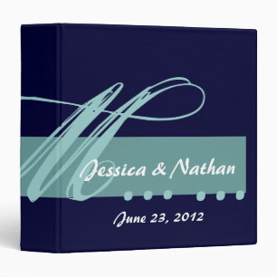 Aqua Blue & Navy Wedding Monogram Binder