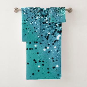 Aqua Blue OCEAN Glitter #1 #shiny Bath Towel Set