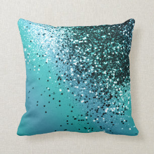Aqua Blue OCEAN Glitter #1 #shiny Throw Pillow