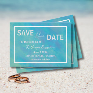 Aqua Blue Ocean Save The Date