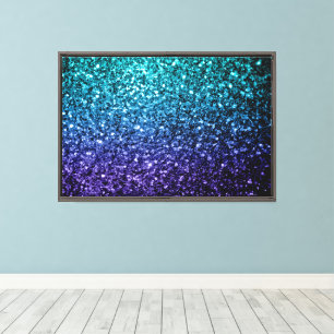 Aqua blue Ombre faux glitter sparkles Canvas Print