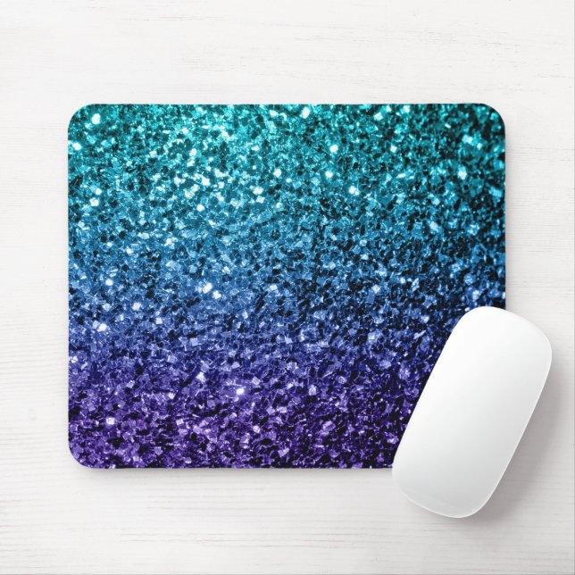 Aqua blue Ombre faux glitter sparkles Mouse Pad (With Mouse)