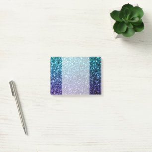 Aqua blue Ombre faux glitter sparkles Post-it Notes