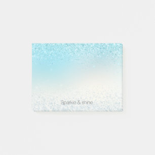 Aqua Blue Ombre Glitzy Sparkle Glitter Post-it Notes