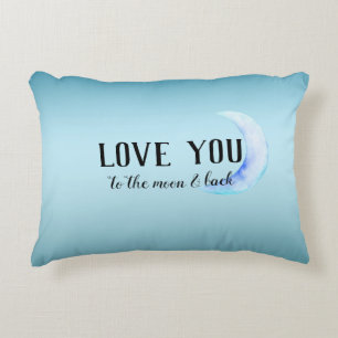 Aqua Blue Ombre Moon Accent Pillow