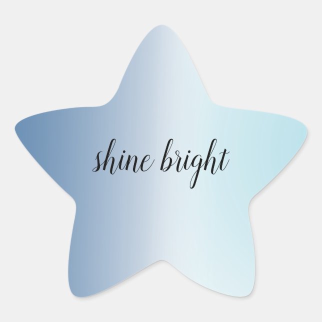 Aqua Blue Ombre Tie Dye Star Sticker (Front)