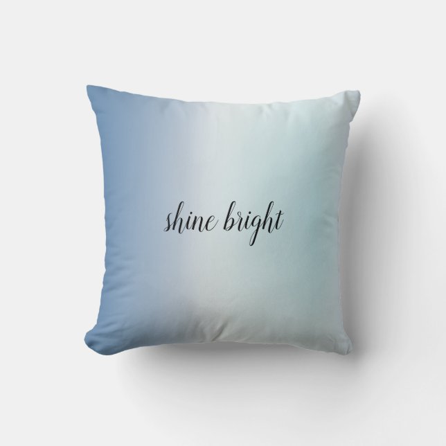 Aqua Blue Ombre Tie Dye Throw Pillow (Front)