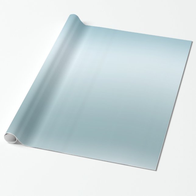 Aqua Blue Ombre Wrapping Paper (Unrolled)