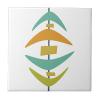 Aqua Blue Orange Green Retro Boomerang Mid Century