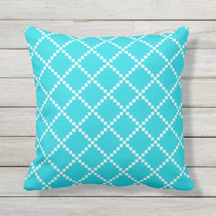 Aqua Blue Outdoor Pillows Scandinavian Pattern