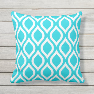 Aqua Blue Outdoor Pillows - Tile Pattern