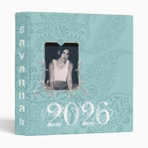 Aqua Blue Paisley Class of 2010 Binder
