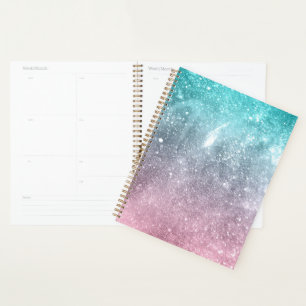 Aqua blue Pink ombre mer galaxie abstraite